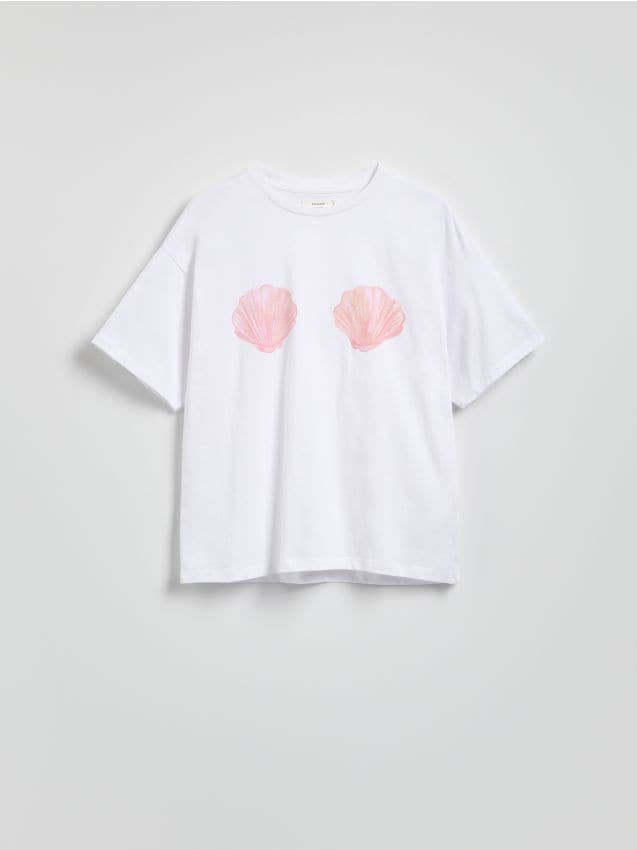 Cotton T-shirt with print - RESERVED