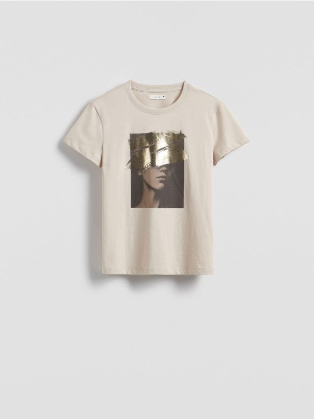 T-shirt with shiny print - RESERVED