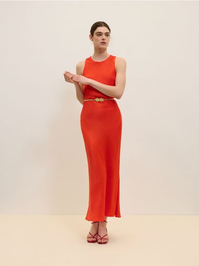 Robe maxi en viscose satinée - RESERVED