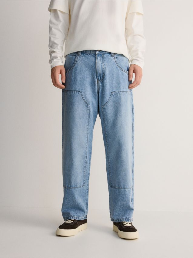 Straight jeans with stitching Color blue - RESERVED - ZU128-05J