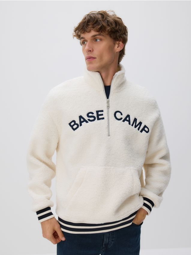 Fleece sweatshirt with stand up collar - RESERVED